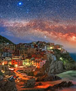 Starry Night In Manarola Landscape Paint By Numbers
