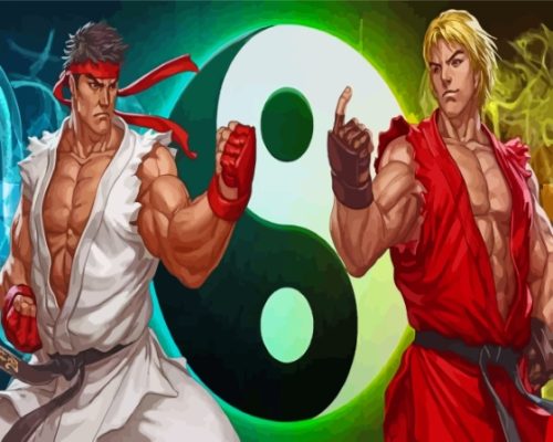 Street Fighter Ryu And Ken Anime Paint By Numbers