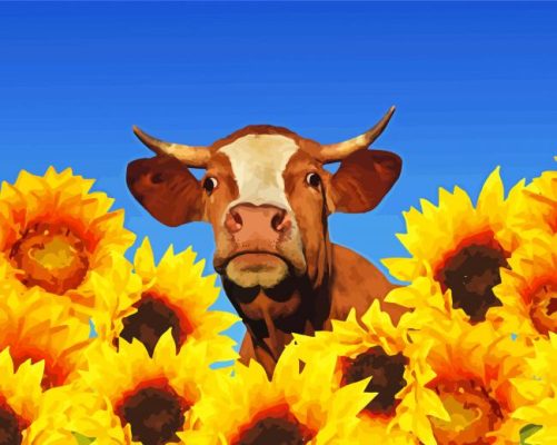 Sunflower Cow Paint By Numbers