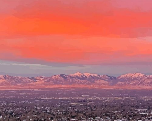 Sunrise Over The Salt Lake Valley Oquirrh Mountains Paint By Numbers