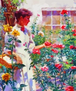 Vintage Woman Gardening Paint By Numbers
