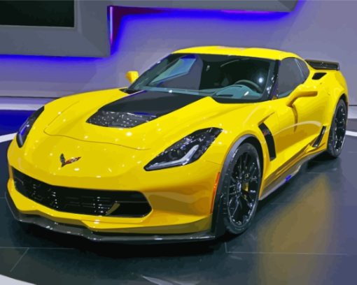Yellow Chevrolet Corvette Paint By Numbers