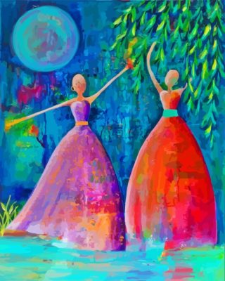 Abstract Women Dancing On Water Paint By Numbers