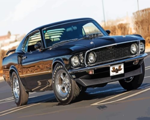 Black 1969 Ford Mustang Fastback Paint By Numbers