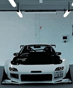 Black And White Mazda Rx7 Front Paint By Numbers