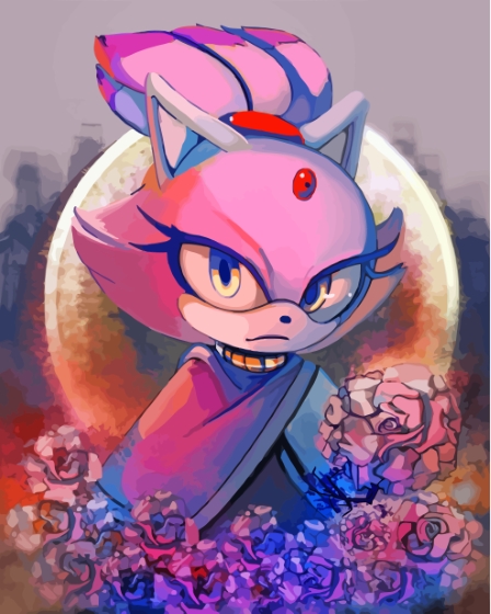 Blaze The Cat Art Paint By Numbers