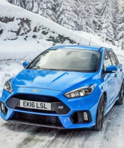 Blue Ford Focus RS Drifting In The Snow Paint By Numbers