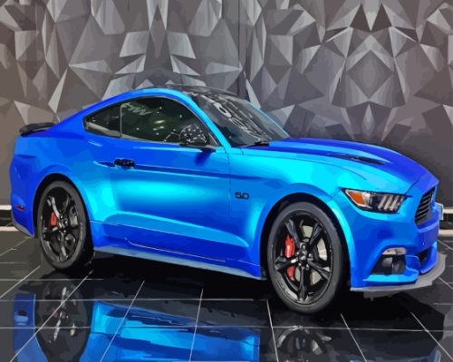 Blue Mustang Car Paint By Numbers