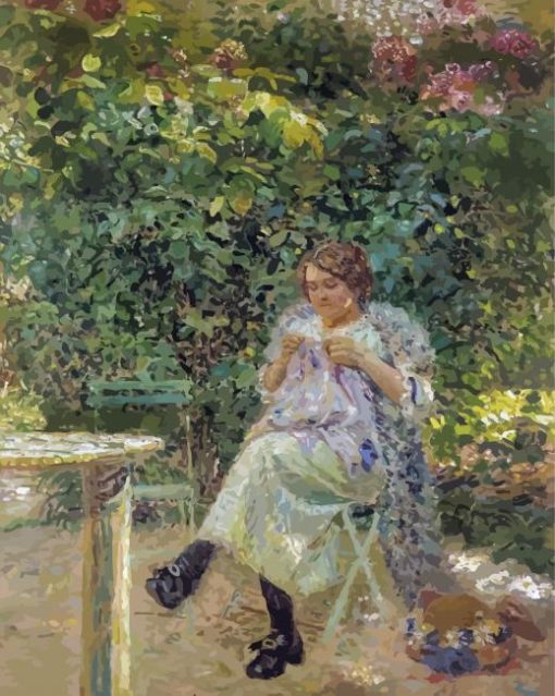 Cassatt Sewing Lady Sitting In The Garden Paint By Numbers