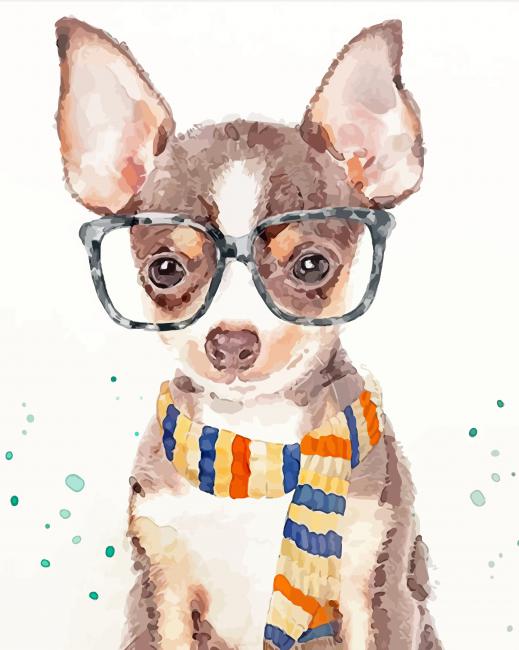 Chihuahua With Glasses Art Paint By Numbers
