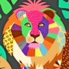 Colorful Folk Art Lion Paint By Numbers