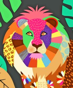 Colorful Folk Art Lion Paint By Numbers