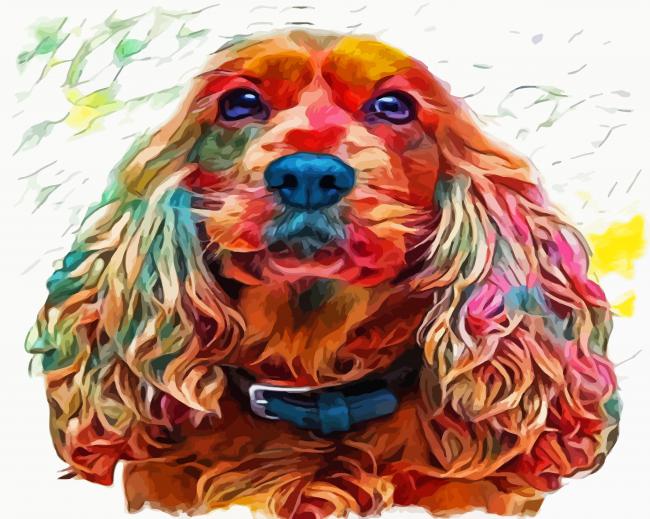 Colorful Spaniel Dog Art Paint By Numbers