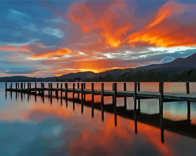 Coniston Water Sunset Paint By Numbers