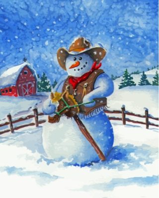 Cowboy Snowman Christmas Paint By Numbers