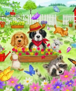 Cute Animals In Garden Paint By Numbers