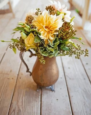 Flowers In Rustic Vase Paint By Numbers