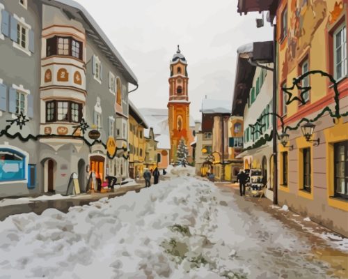 Germany Mittenwald In Snow Paint By Numbers