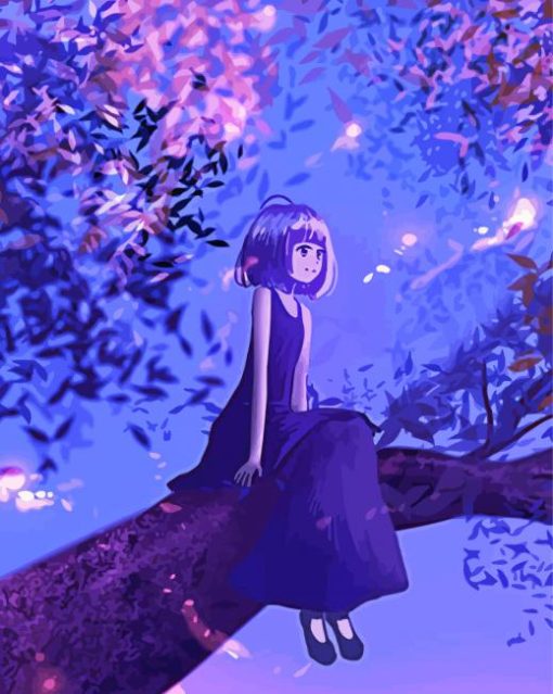Girl Under Purple Tree Paint By Numbers