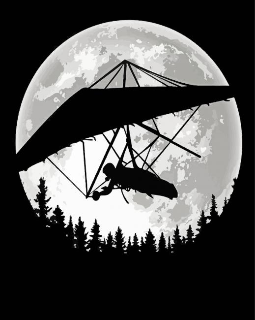 Hang Gliding Moonlight Silhouette Paint By Numbers