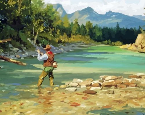 Mountain Fishing Art Paint By Numbers