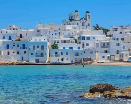 Paros Seaside Buildings - Paint By Numbers