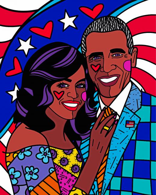 Pop Art Barack And Michelle Obama Paint By Numbers