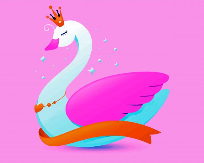Princess Swan With Crown Paint By Numbers