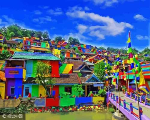 Rainbow Village Indonesia Paint By Numbers