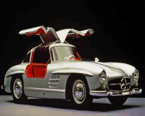 Silver And Red Mercedes Sl 300 Paint By Numbers