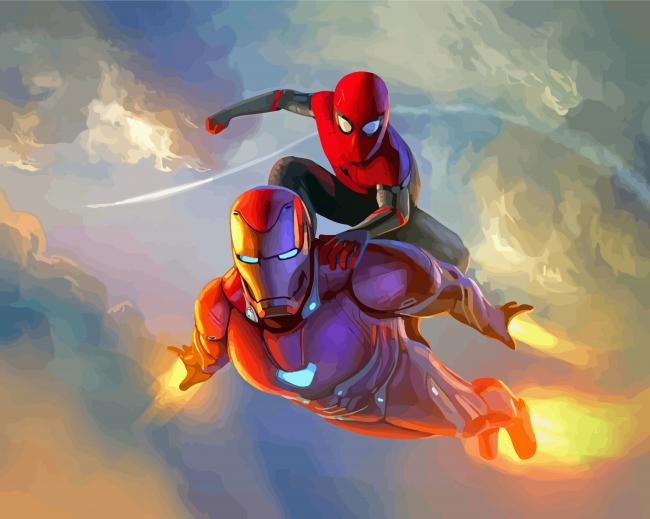 Spider Man Iron Man Cartoon Paint By Numbers