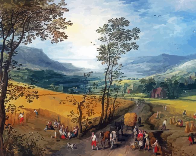 Summer Landscape With Harvesters Jan Brueghel Paint By Numbers