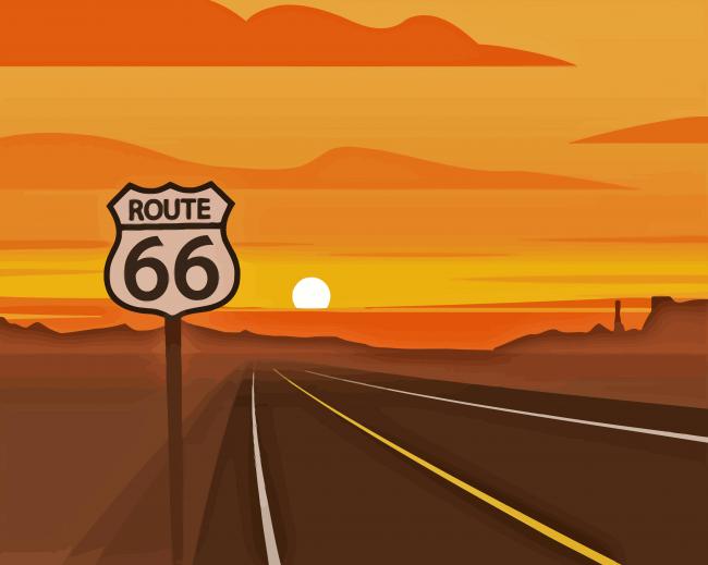 Sunset On Route 66 Paint By Numbers