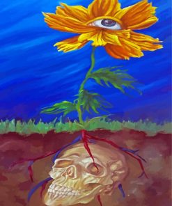 Surrealist Flowers Skull Paint By Numbers