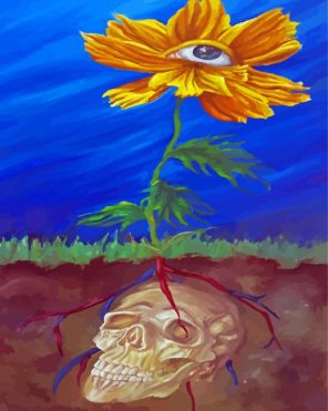 Surrealist Flowers Skull Paint By Numbers