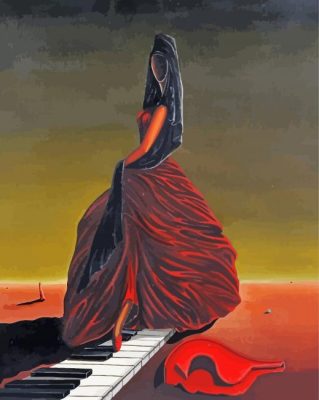 Surrealist Woman With Piano Paint By Numbers