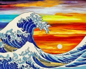 The Great Wave Sunrise Paint By Numbers