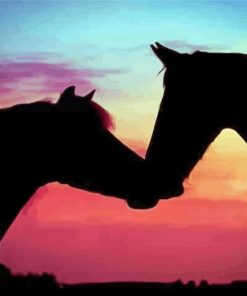 Two Horses In Love Silhouette Paint By Numbers