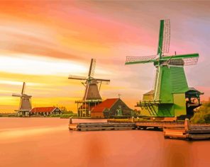 Zaanse Schans Windmills Paint By Numbers