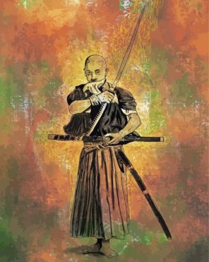 Abstract Japanese Swordsman Paint By Numbers