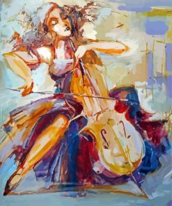 Abstract Girl Playing Double Bass Paint By Numbers