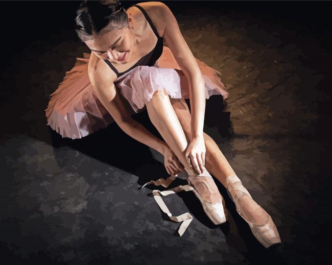 Beautiful Ballerina Putting On Shoe Paint By Numbers