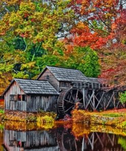 Blue Ridge Mill In Fall Paint By Numbers