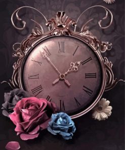 Clock And Flowers Paint By Numbers
