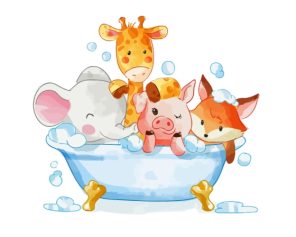 Cartoon Animals In Tub Paint By Numbers