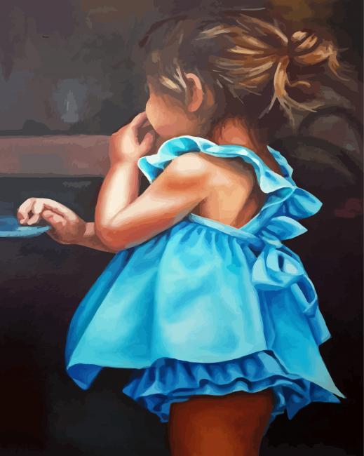 Cute Girl In Blue Paint By Numbers