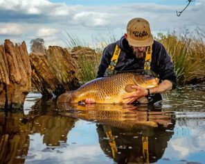 Man In Water Carp Fishing Paint By Numbers