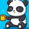 Panda Bear Animal Drinking Coffee Paint By Numbers