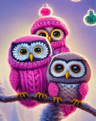 Purple Owls Paint By Numbers