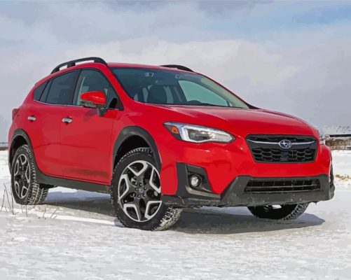 Red Subaru Crosstrek In Snow Paint By Numbers